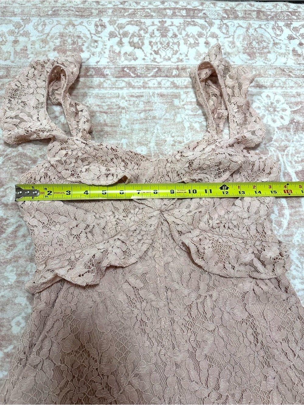 BCBG ๐ธ Dusty Rose Lace Ruffled Romper - Picture 11 of 16